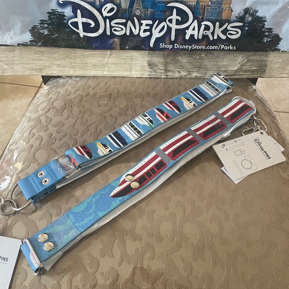 Disney Parks Monorail Pin Trading Bag Strap Blue Adjustable Official Gear NWT